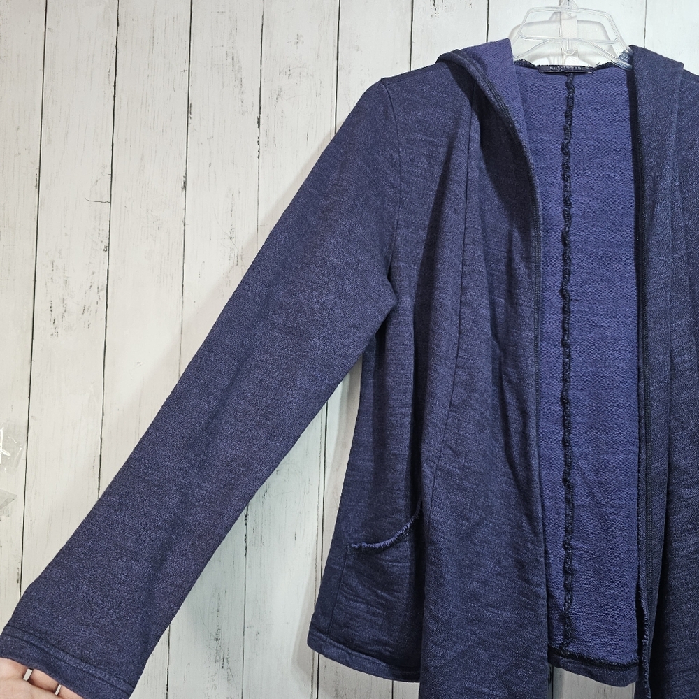 Cut Loose Women's Purple Heavyweight Hooded Knit Swing Coat Pockets Size Medium. - Picture 3 of 8